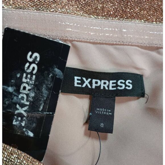 Express Dress Ladies 8 Gold‎ Mini Strapless Metallic - Picture 4 of 7